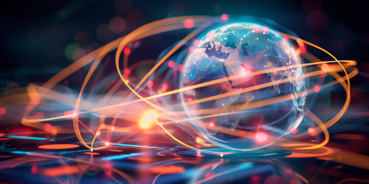 Digital world globe, concept of global network and connectivity on Earth, high speed data transfer and cyber technology, information exchange and international telecommunication