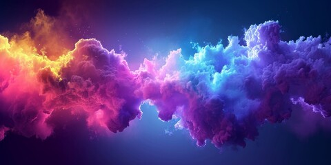 3d render, abstract fantasy background of colorful sky with neon clouds, Generative AI - obrazy, fototapety, plakaty