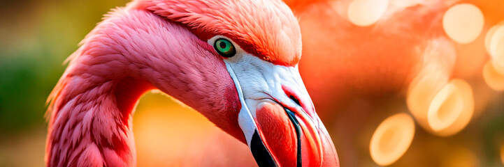 pink flamingo on the seashore. Selective focus.