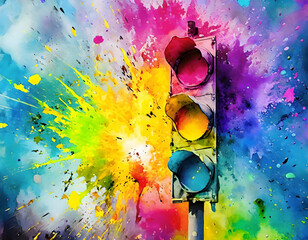Vibrant traffic light - obrazy, fototapety, plakaty