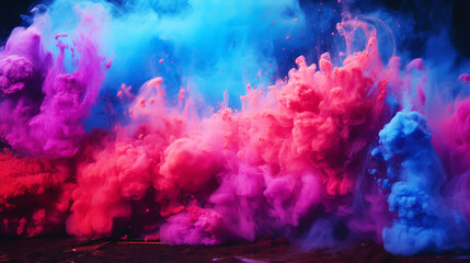 Person standing in between color smoke bombs - 731632017