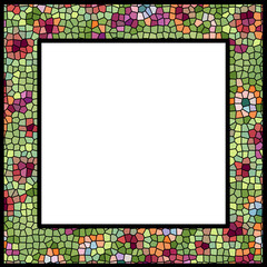 multicolored floral Voronoi frame with square empty center 