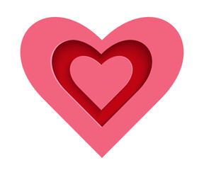 Pink Heart shape with hearts inside, Valentines Day, love symbol vector illustration.  