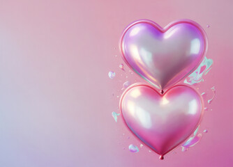  pink background with heart-shaped balloons