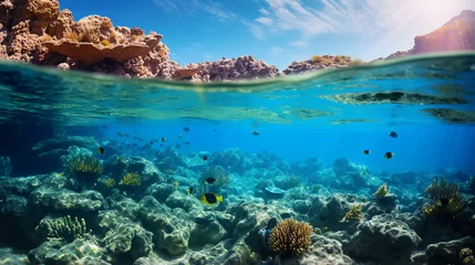 Rolgordijnen Coral reefs in the blue ocean © Worldillustrator