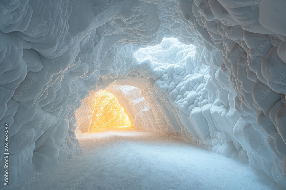 Poster abstract 3d rendered white cave.fractal design. parametric. artificial. background image. created wi