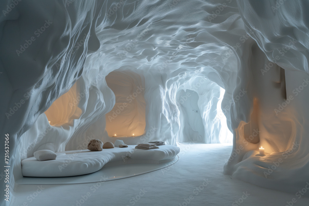 Poster abstract 3d rendered white cave.fractal design. parametric. artificial. background image. created wi
