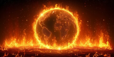 Artistic Representation of Global Warmings Catastrophic Impact on Earths Continents and Climate, Generative AI - obrazy, fototapety, plakaty