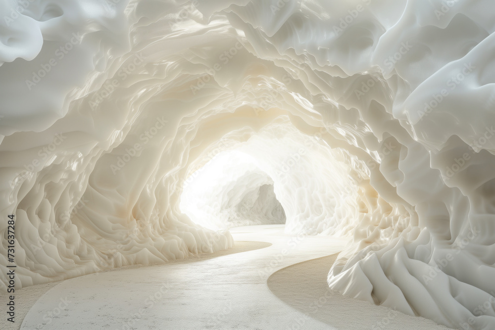 Poster abstract 3d rendered white cave.fractal design. parametric. artificial. background image. created wi
