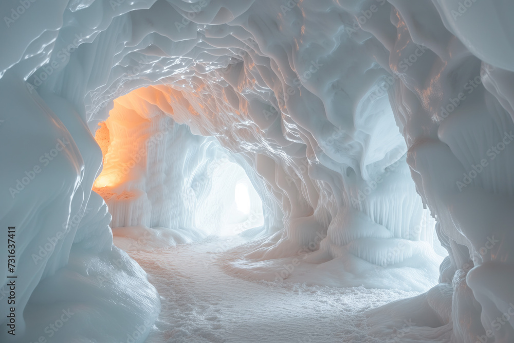 Poster abstract 3d rendered white cave.fractal design. parametric. artificial. background image. created wi
