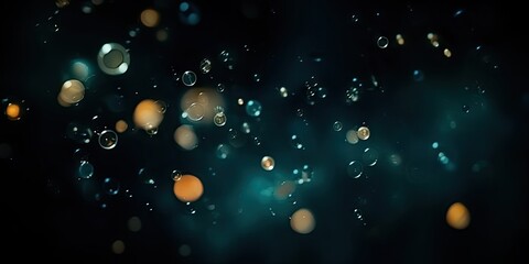 Obraz premium Background bokeh blur circle variety white green on dark green background. Dreamy soft focus wallpaper backdrop. green bokeh background