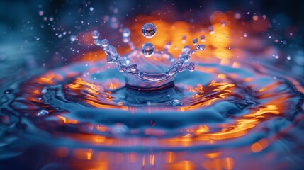 Drop of water with orange hues - Generative AI