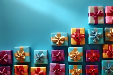 Colorful gifts with ribbons.