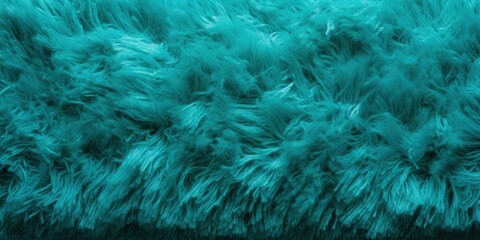 Turquoise plush carpet close-up photo, flat lay