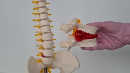 Model of the Spinal Cord and Vertebrae Lumbar Vertebra with Protrusion.