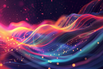 Fototapeta na wymiar Colorful flowing lines as data stream stream symbol, digital background