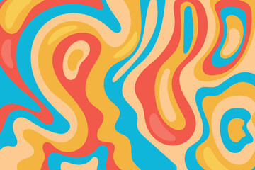 Wavy bold curved lines and squiggles ornament. brush strokes vector seamless pattern. colorful wallpaper.