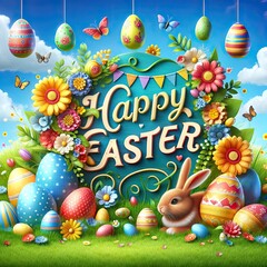 Bountiful Easter Joy: A Colorful Spring Label