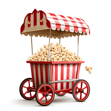 popcorn cart vector on white background