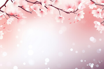 Fototapeta premium background with spring cherry blossom. Sakura branch in springtime with falling petals and blurred transparent elements