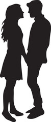 A silhouette of Romantic Couple Standing on Romance vector Illustration