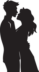 A silhouette of Romantic Couple Standing on Romance vector Illustration
