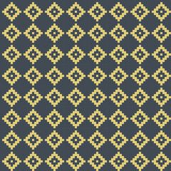 Abstract pixel art seamless fabric Background of geometric square pattern with black and yellow tone for wallpaper,fabric,printing and poster