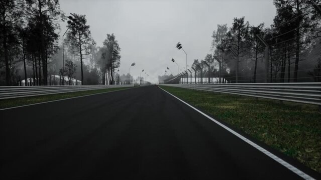 Modern racing car racing on a speedway