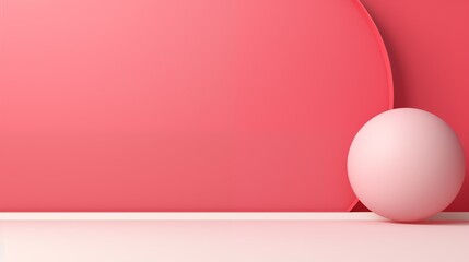 A 3D rendering of a pink wall and a pink sphere.