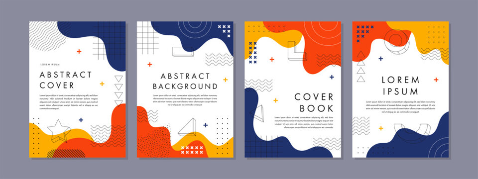 Set of abstract geometric memphis templates. Universal cover Designs for Annual Report, Brochures, Flyers, Presentations, Leaflet, Magazine