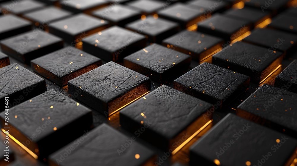 Poster Glowing Blocks: A Futuristic Display of Light-Emitting Tiles Generative AI