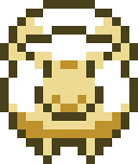 Goat cartoon icon in pixel style
