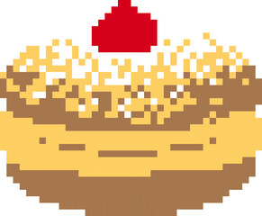 Cake cartoon icon in pixel style