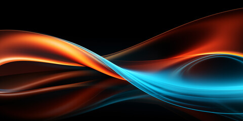 abstract multicolored color wave art seamless pattern on black background, in the style of dark orange and light azure