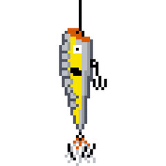 Fake bait fishing cartoon icon in pixel style