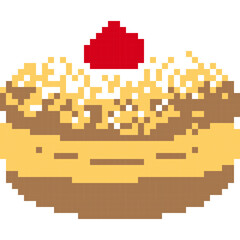 Cake cartoon icon in pixel style
