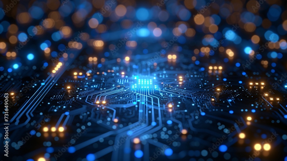 Poster glowing circuit board: a futuristic snapshot of the digital age generative ai