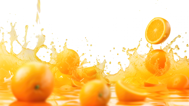 splash of orange juice on transparent background - design element PNG cutout