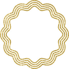 Round geometric frame with golden glitter wavy lines
