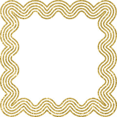 Square geometric frame with golden glitter wavy lines
