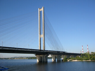 Kyiv, Ukraine, 09.09.2013,  view from the ship on the North Bridge on a sunny autumn day