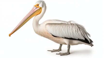 A majestic pelican gracefully isolated against a clean white background 