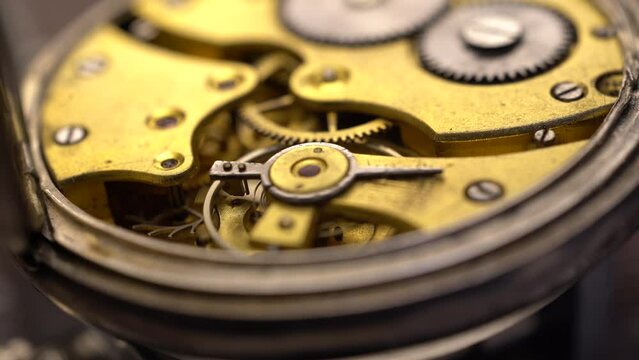 Working clock mechanism. Mechanical watch repair