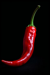 Vibrant Red Chili Pepper Isolated on Black Background: The Spicy Essence of Flavor