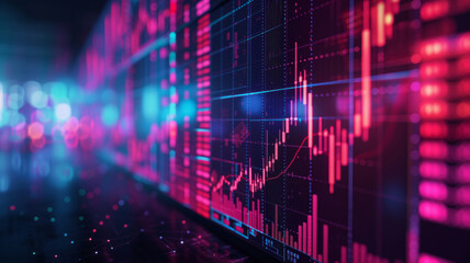 Dynamic Stock Market Chart on Digital Display