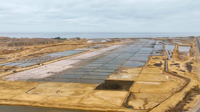 Aerial of the Salinas in Benguela, Angola, Africa