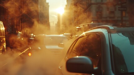 Fototapeta na wymiar Car exhaust fumes polluting environment, air pollution