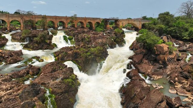 Aerial of the Binga Waterfalls, Binga, Angola, Africa