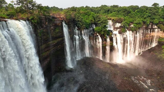 Aerial of the Calandula Falls, third highest waterfall in Africa, Angola, Africa