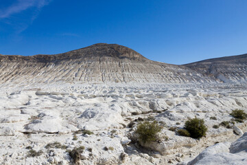 Jylshy canyon view, Mangystau region, Kazakhstan. Chalk reserve